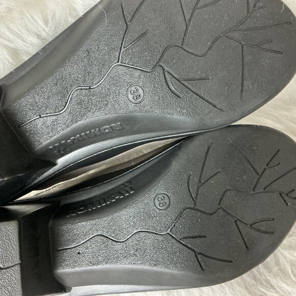 Romika Mokassetta 244 Metallic Silver & Black Peep Toe Mule Sandals 38 US 7-7/5 - Picture 7 of 7